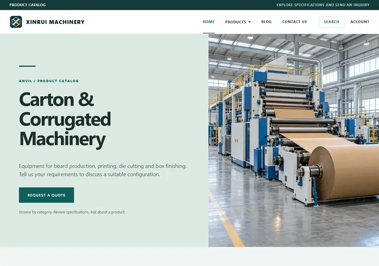 Xinrui Machinery · B2B homepage preview